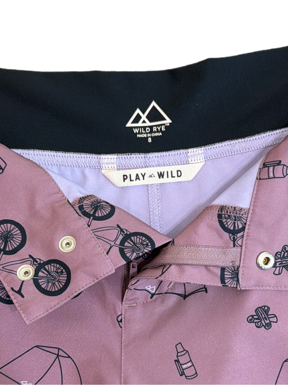Wild Rye Ruby Mountain Bike Shorts in Camp Mauve Print - Picture 5 of 9